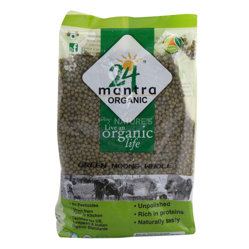 Buy 24 Mantra Organic Moong Dal Whole, 500g Pouch Online at Natures Basket