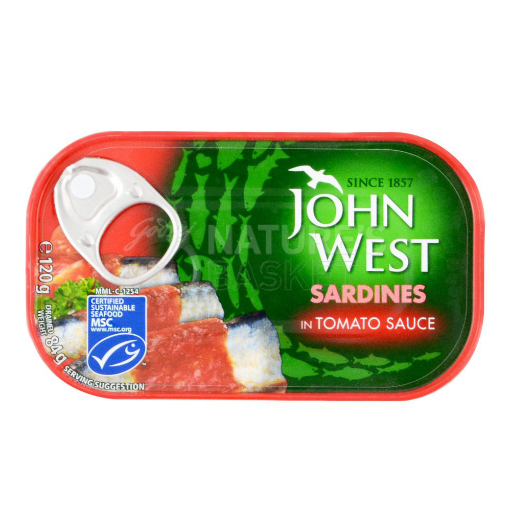 Buy John West Sardines Tomato Sauce, 120g ?Tin Online at Natures Basket