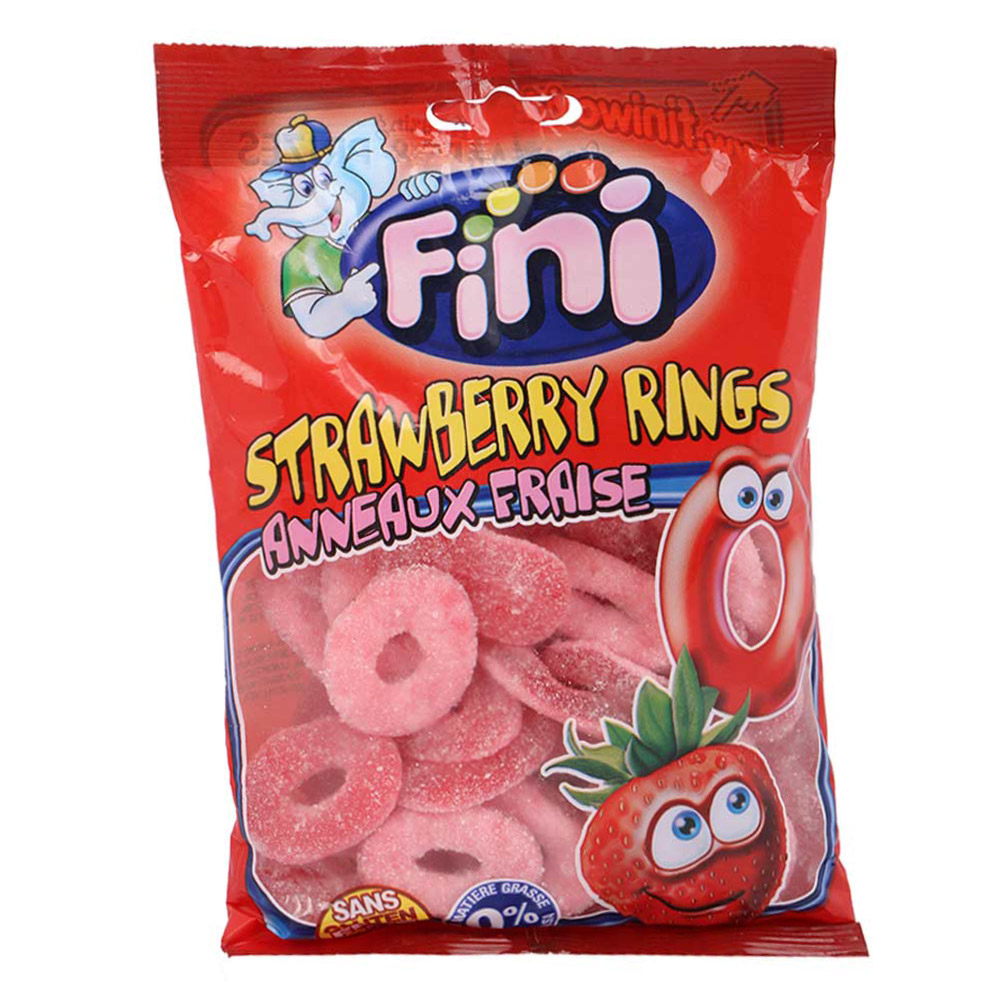 Sour Strawberry Rings Gummy Candy Fini naturesbasket.co.in