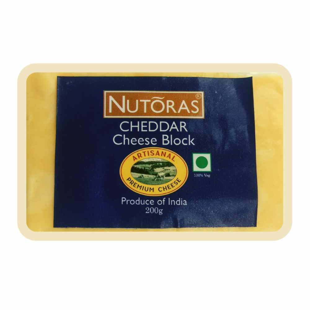 Buy Nutoras Cheese Cheddar Block, 200g Packet Online at Natures Basket