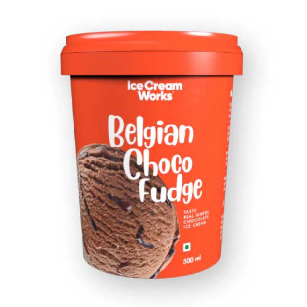 Buy Ice Cream Works Ice Cream Silky Belgian Choco Fudge, 500ml Tub