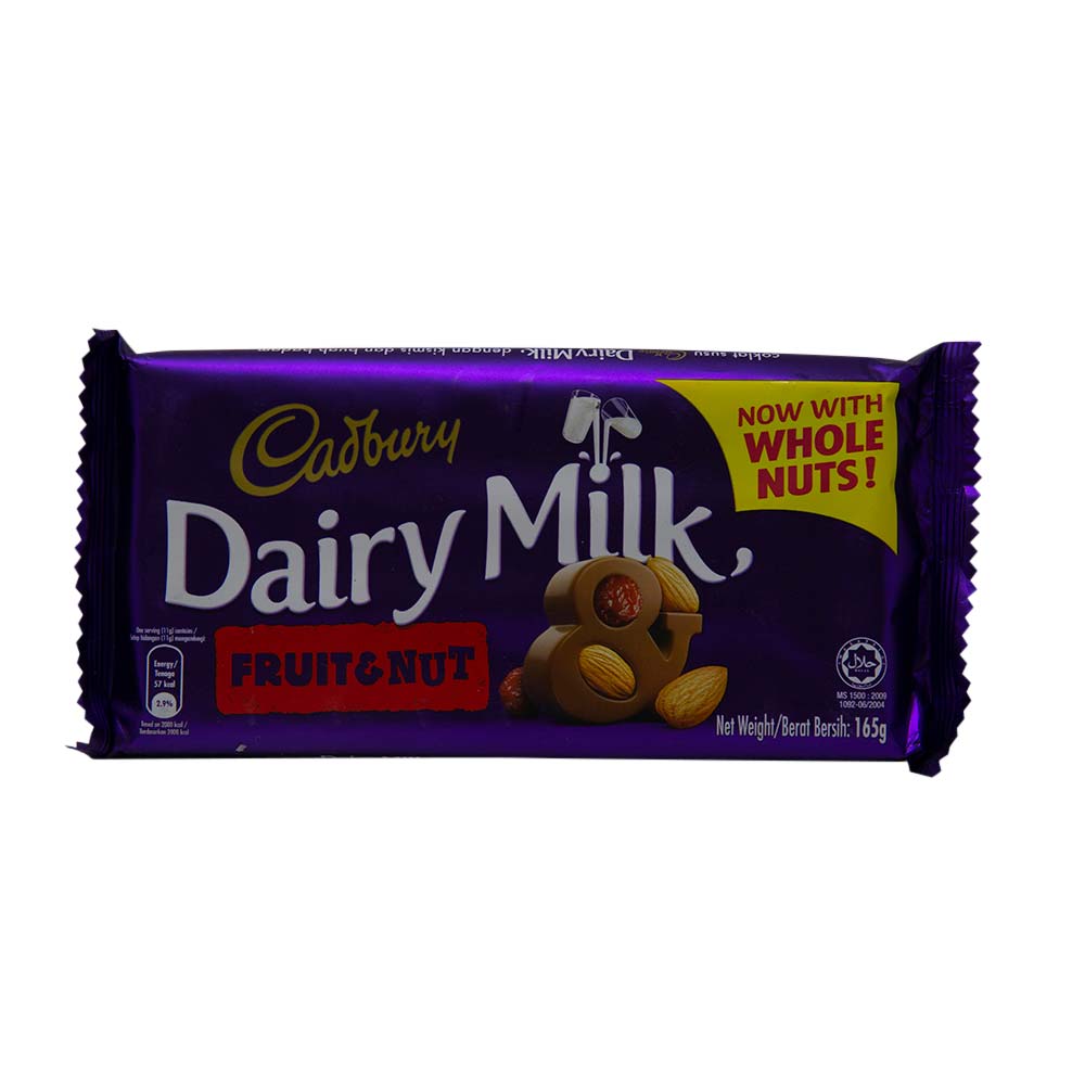 Buy Cadbury Dairy Milk Fruit and Nut Chocolate Bar, 165g Pouch Online