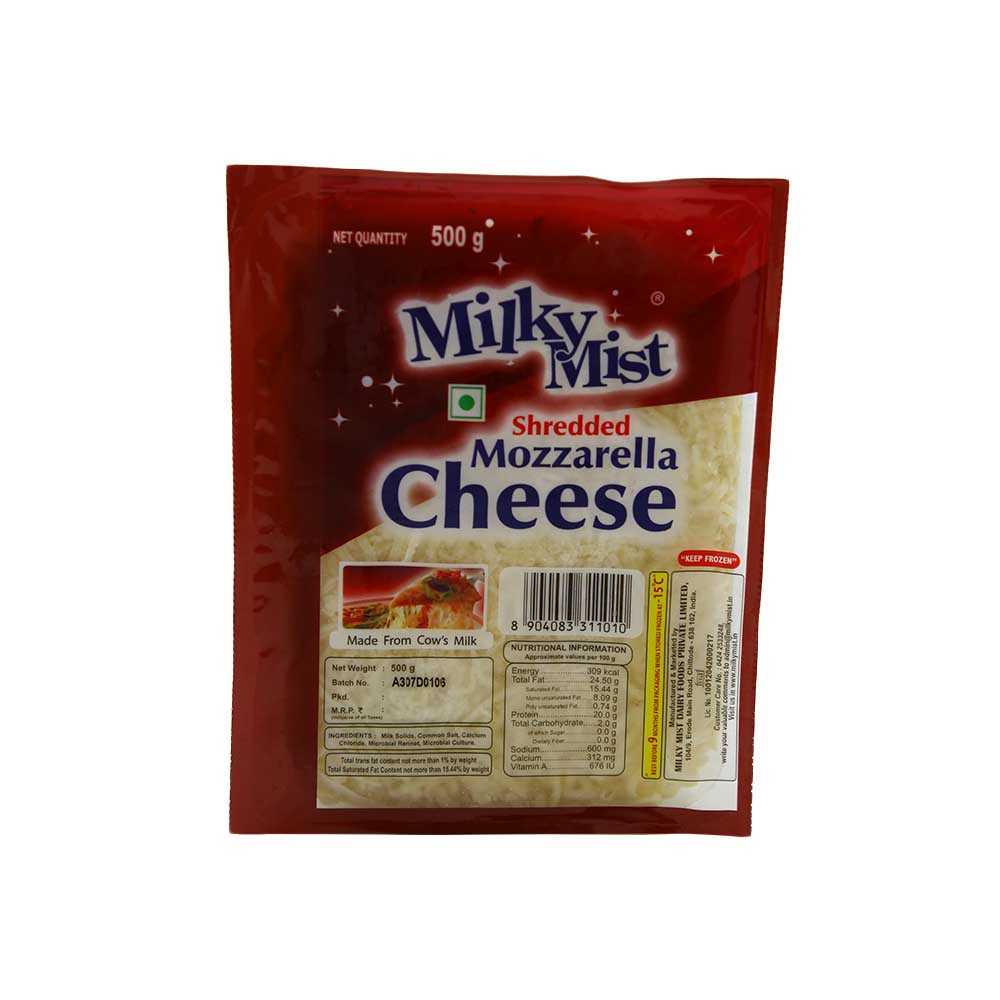 MILKY MIST SHREDDED MOZARELLA 500 GM naturesbasket.co.in