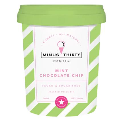 Minus Thirty Ice Cream Mint Chocolate Chip Vegan And Sugar Free 500Ml
