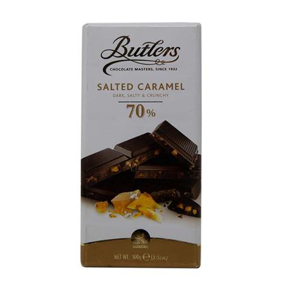 Butlers 70% Dark Salted Caramel Chocolate Bar 100G Pack