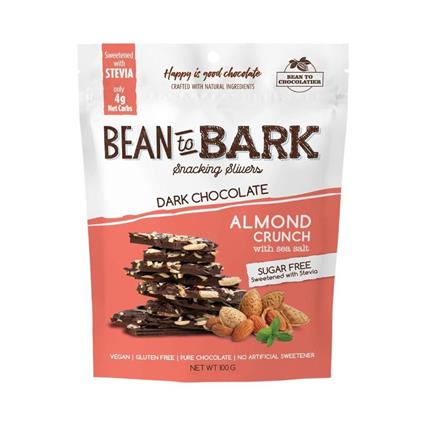 Bean To Chocolatier Sugar Free Dark Chocolate Almond Crunch 100G Pouch