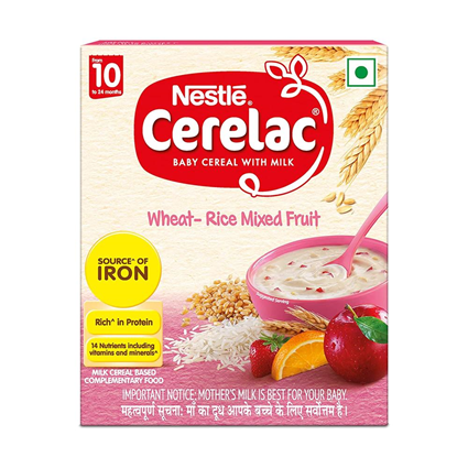 Nestle Cerelac Baby Cereal With Milk  Wheat - Rice Mixed Veg  From 10 To 24 Months  Stage 3 Source Of Iron & Protein  300G