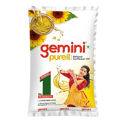 Gemini Pure Sunflower Oil 1L Pouch