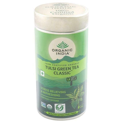 Organic India Tulsi Green 100G Tea Tin