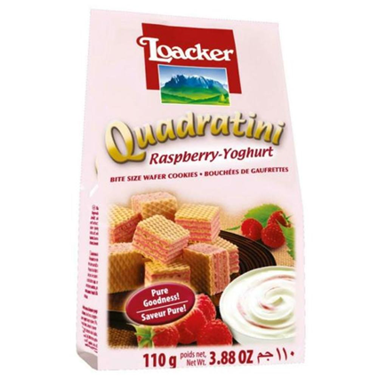 Loacker Quadratini Raspberry Yoghurt Wafer Cookies 110G Tetra