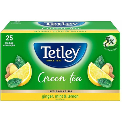 Tetley Green Ginger Mint And Lemon Tea, 25 Bag Box