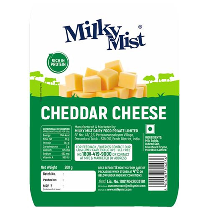 Milky Mist Cheese Cheddar 200G Pouch