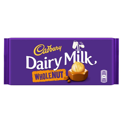 Cadbury Dairy Milk Whole Nut Chocolate Bar 200G Pack