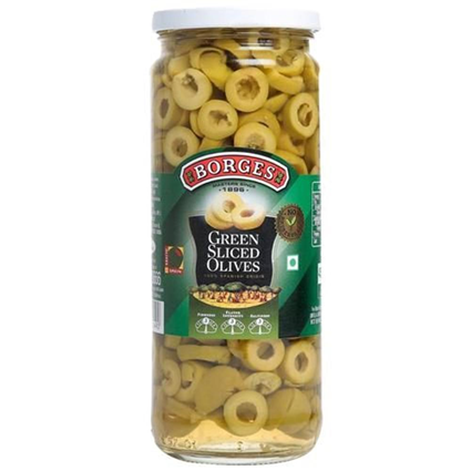 Borges Green Pitted Olives Whole 450G Bottle