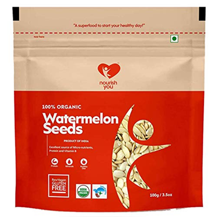 Nourish You Organic Raw Watermelon Seeds For Eating( Magaj Seeds) 100G Pouch