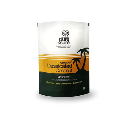 Phalada Pure & Sure Organic Desiccated Coconut Powder, 250G Pouch