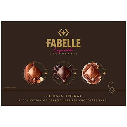 Fabelle The Bars Trilogy Assorted Gift Box With Centre Filled Chocolate Bars 393G Box