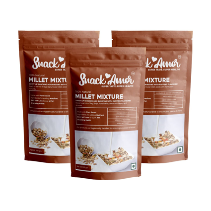 Snackamor Millet Mixture Of Ragi Bajra Foxtail Millet Seeds With Honey And Almonds, 100G Pouch