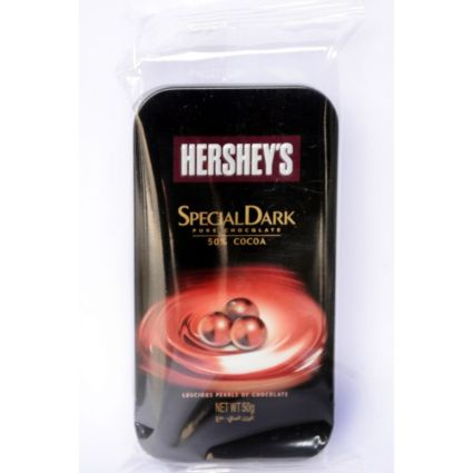 Hersheys Special Dark Pure Chocolate Luscious Pearls 50G Tin Pack