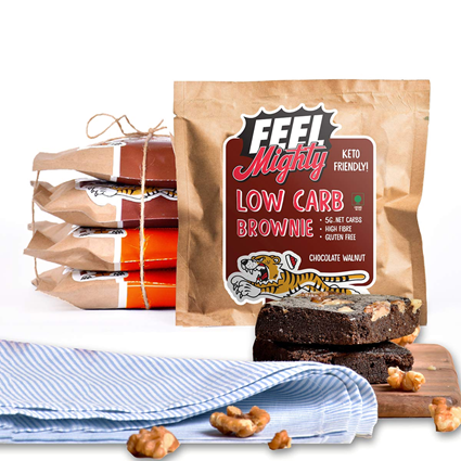 Feel Mighty Chocolate Walnut & Peanut Butter Low Carb Brownies, 38G Pouch