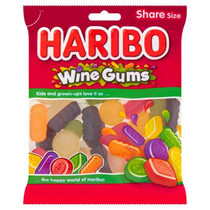 Haribo Wine Gums Chew Bag 140G Box