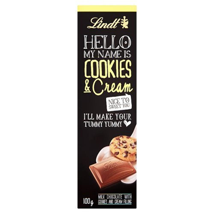Lindt Hello Cookies And Cream Milk Chocolate Bar 100G Box