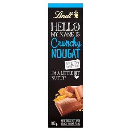Lindt Hello Crunchy Noughat Chocolate Bar 39G