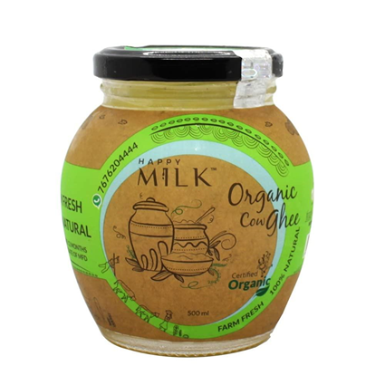 Happy Milk Organic Cow Ghee 500Ml Jar