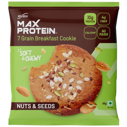 Ritebite Max Protein Cookie Nuts Seeds, 55G Box