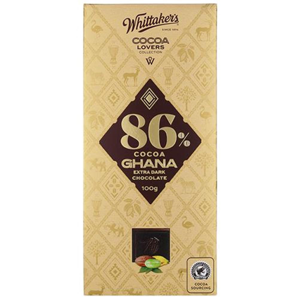 Whittakers 86% Ghana Extra Dark Chocolate Bar 100G Pack
