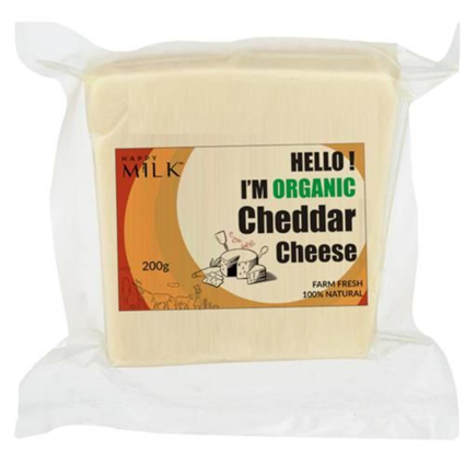 Happy Milk Organic Cheddar Cheese, 200G Pouch