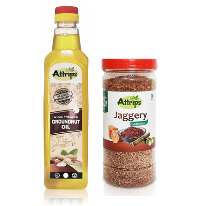 Attrips Combo Of Groundnut Oil With Jaggery Granules 500G Bottle