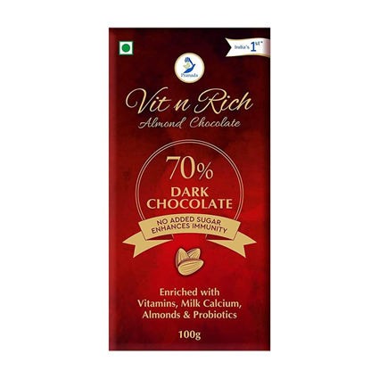 Vit N Almond 70% Rich Dark Chocolate 100G Pouch