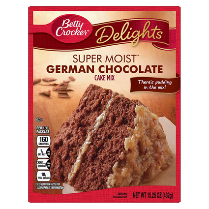 Betty Crocker Delights Super Moist Cake Mix German Chocolate 432G Box