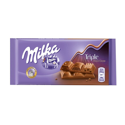 Milka Triple Choco Cocoa Bar 90G Pouch