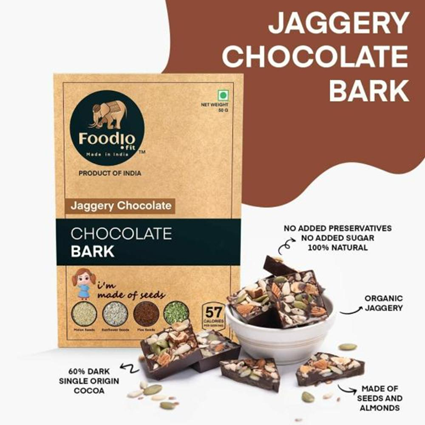 Foodio.Fit Bark Jaggery Chocolate, 50G Box