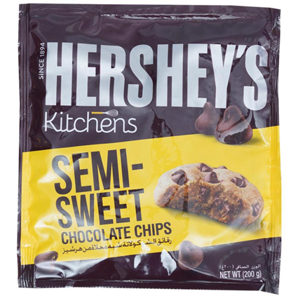 Hersheys Semi Sweet Chocolate Chips 200G Pouch