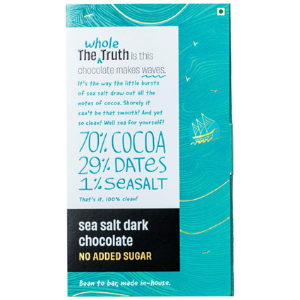 The Whole Truth No Added Sugar 70% Cocoa Sea Salt Dark Chocolate Bar 80G Pack
