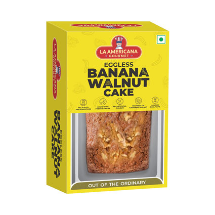 La Americana Gourmet Eggless Banana Walnut Cake 200G Box