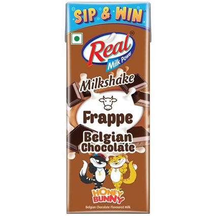 Real Milk Power Milkshake Frappe Belgian Chocolate 180Ml Tetra Pack