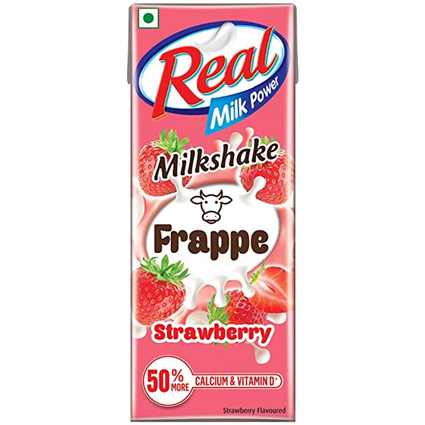 Real Frappe Milkshake Strawberry Pouch 180Ml Tetra Pack