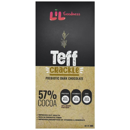 Lilgoodness Teff Crackle Prebiotic Dark Chocolate 57 Cocoa 90G Box