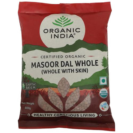 Organic India Masoor Dal Whole 500G Pouch