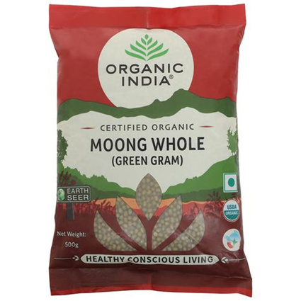 Organic India Moong Green Gram Whole 500G Pouch