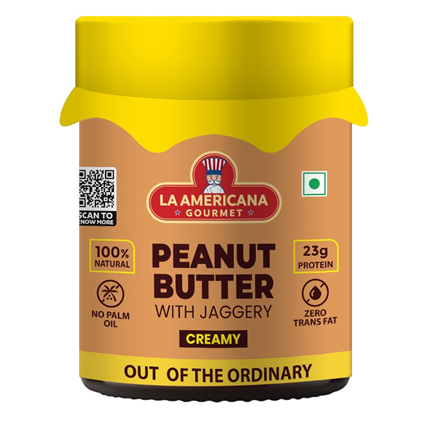 La Americana Peanut Butter With Jaggery Creamy, 350G Bottle