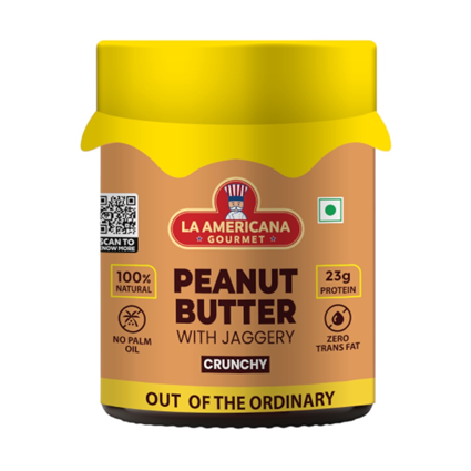 La Americana Natural Crunchy Peanut Butter With Jaggery, 350G Jar