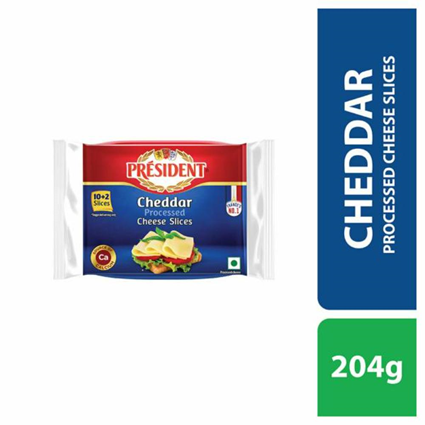 President Cheddar Cheese Slices 204G Pouch
