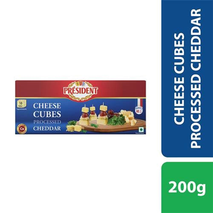 President Cheddar Cheese Cubes Processed Premium 200G