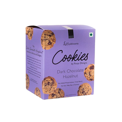 Le15 Patisserie Dark Chocolate Hazelnut Cookies, 150G Box