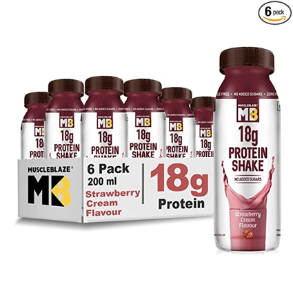 Muscleblaze 18G Protein Shake Strawberry Cream 200Ml Bottle